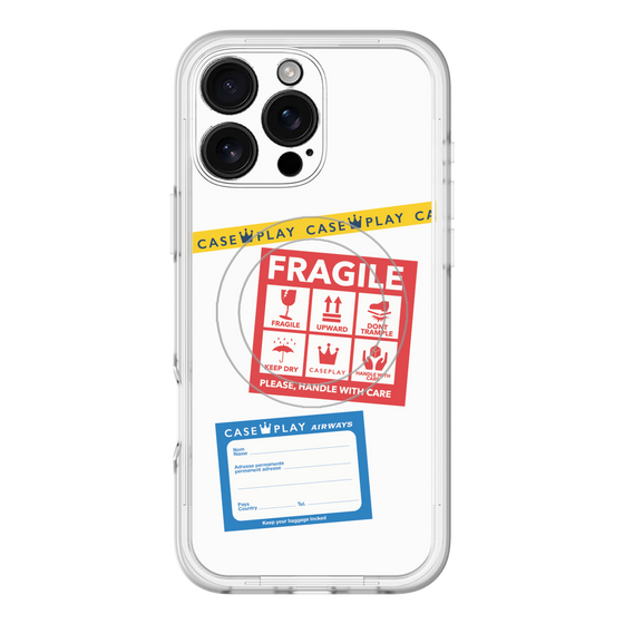スリムプロテクションプレミアムケース with MagSafe［ FRAGILE Stickers - White ］