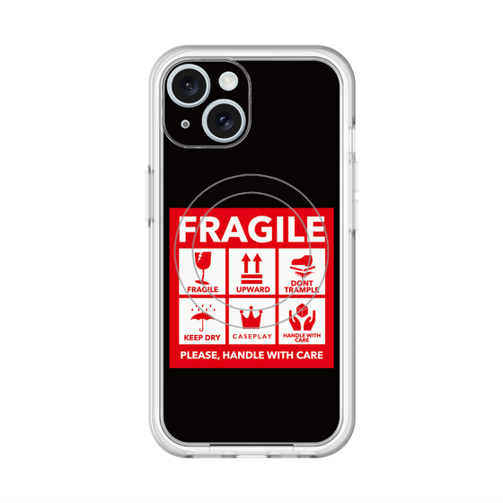スリムプロテクションプレミアムケース with MagSafe［ FRAGILE Sticker - Black ］