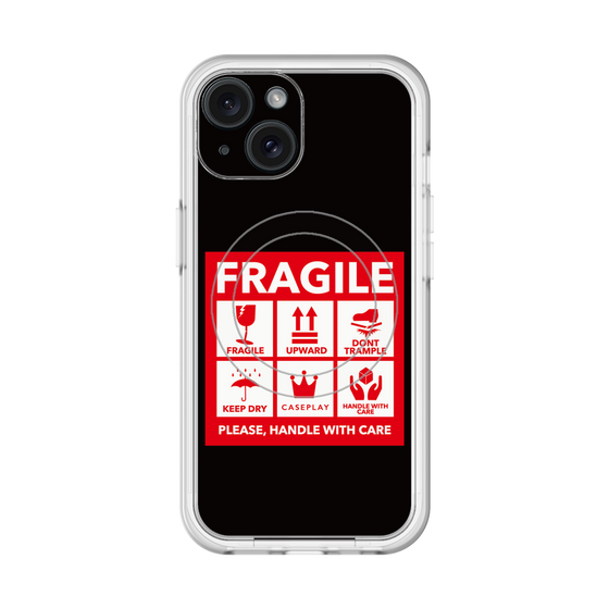 スリムプロテクションプレミアムケース with MagSafe［ FRAGILE Sticker - Black ］