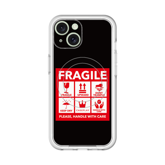 スリムプロテクションプレミアムケース with MagSafe［ FRAGILE Sticker - Black ］