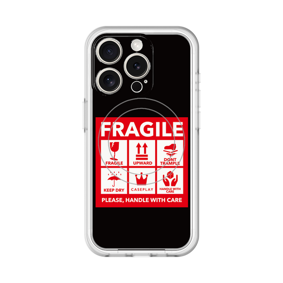 スリムプロテクションプレミアムケース with MagSafe［ FRAGILE Sticker - Black ］