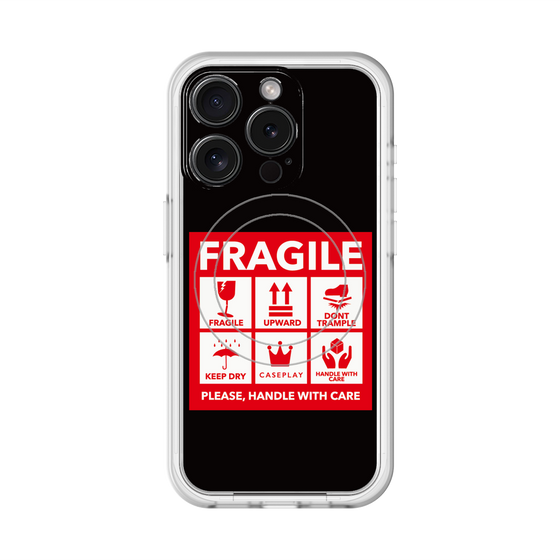 スリムプロテクションプレミアムケース with MagSafe［ FRAGILE Sticker - Black ］