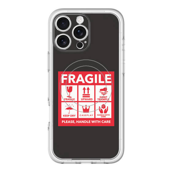 スリムプロテクションプレミアムケース with MagSafe［ FRAGILE Sticker - Black ］