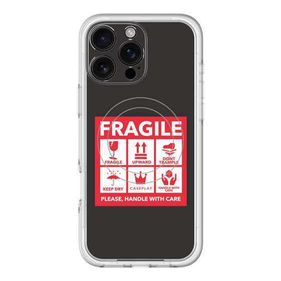 スリムプロテクションプレミアムケース with MagSafe［ FRAGILE Sticker - Black ］