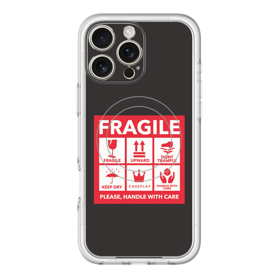 スリムプロテクションプレミアムケース with MagSafe［ FRAGILE Sticker - Black ］