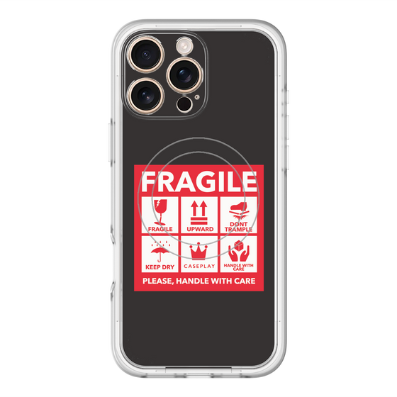 スリムプロテクションプレミアムケース with MagSafe［ FRAGILE Sticker - Black ］