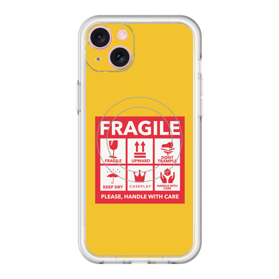スリムプロテクションプレミアムケース with MagSafe［ FRAGILE Sticker - Yellow ］