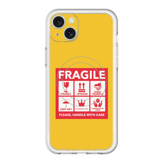 スリムプロテクションプレミアムケース with MagSafe［ FRAGILE Sticker - Yellow ］