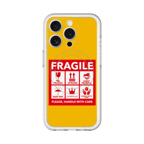 スリムプロテクションプレミアムケース with MagSafe［ FRAGILE Sticker - Yellow ］