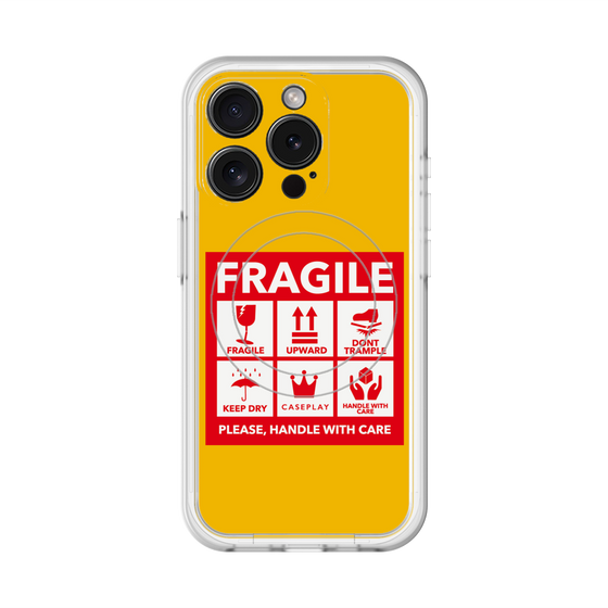 スリムプロテクションプレミアムケース with MagSafe［ FRAGILE Sticker - Yellow ］