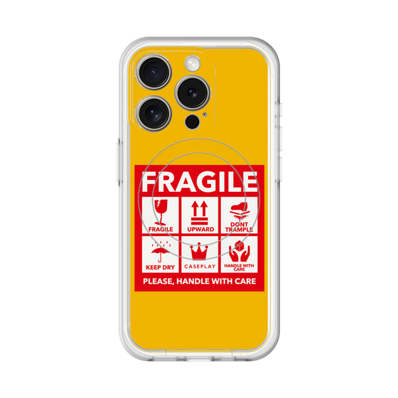 スリムプロテクションプレミアムケース with MagSafe［ FRAGILE Sticker - Yellow ］