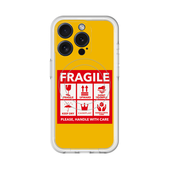 スリムプロテクションプレミアムケース with MagSafe［ FRAGILE Sticker - Yellow ］