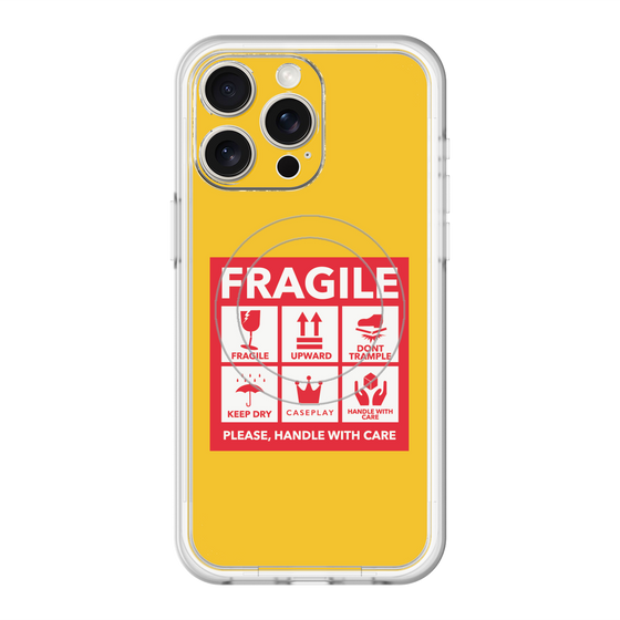 スリムプロテクションプレミアムケース with MagSafe［ FRAGILE Sticker - Yellow ］