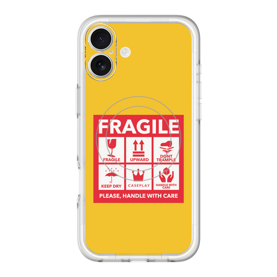 スリムプロテクションプレミアムケース with MagSafe［ FRAGILE Sticker - Yellow ］