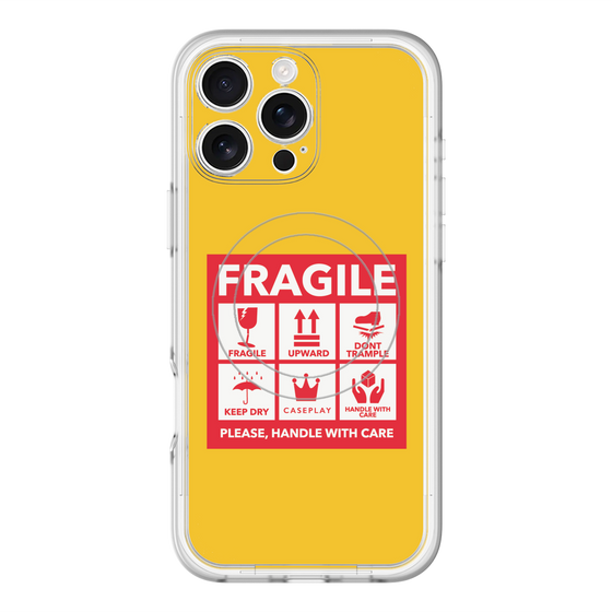 スリムプロテクションプレミアムケース with MagSafe［ FRAGILE Sticker - Yellow ］