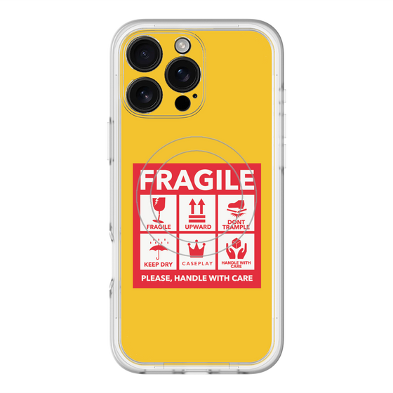 スリムプロテクションプレミアムケース with MagSafe［ FRAGILE Sticker - Yellow ］