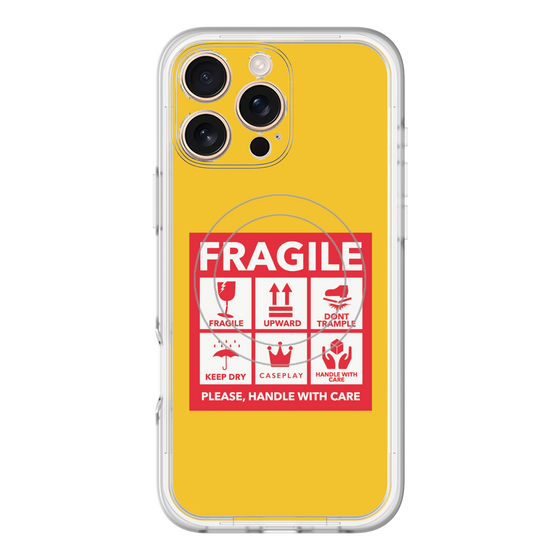 スリムプロテクションプレミアムケース with MagSafe［ FRAGILE Sticker - Yellow ］