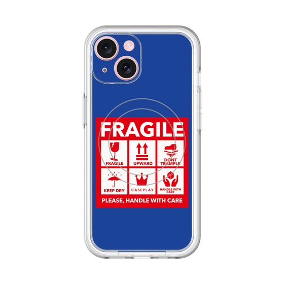スリムプロテクションプレミアムケース with MagSafe［ FRAGILE Sticker - Blue ］