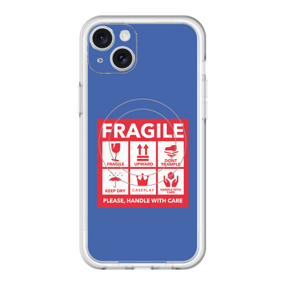 スリムプロテクションプレミアムケース with MagSafe［ FRAGILE Sticker - Blue ］