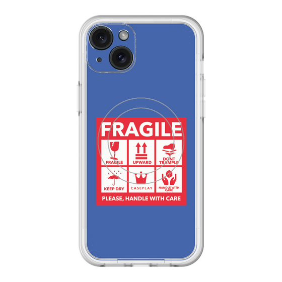 スリムプロテクションプレミアムケース with MagSafe［ FRAGILE Sticker - Blue ］