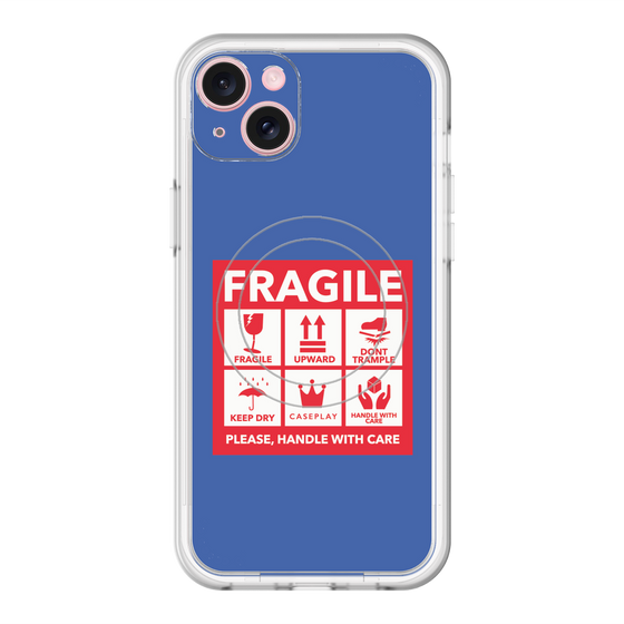 スリムプロテクションプレミアムケース with MagSafe［ FRAGILE Sticker - Blue ］