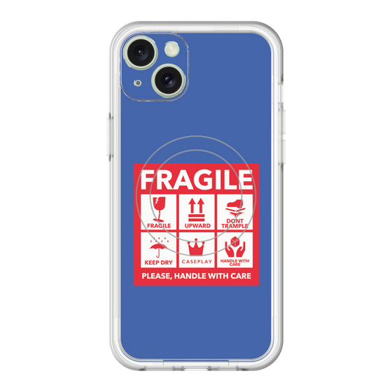 スリムプロテクションプレミアムケース with MagSafe［ FRAGILE Sticker - Blue ］