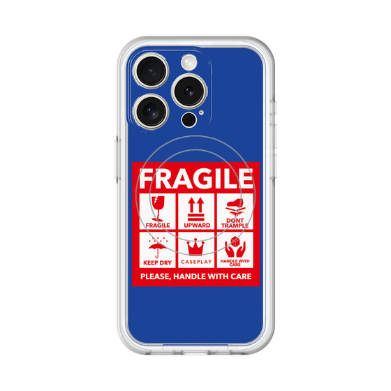 スリムプロテクションプレミアムケース with MagSafe［ FRAGILE Sticker - Blue ］