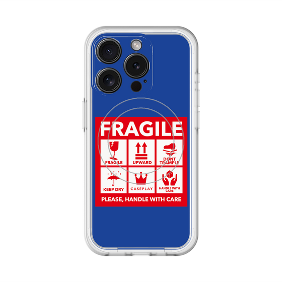 スリムプロテクションプレミアムケース with MagSafe［ FRAGILE Sticker - Blue ］