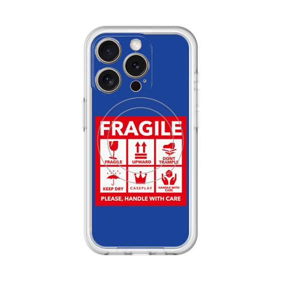 スリムプロテクションプレミアムケース with MagSafe［ FRAGILE Sticker - Blue ］