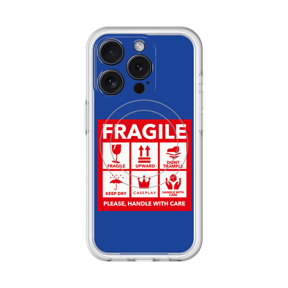 スリムプロテクションプレミアムケース with MagSafe［ FRAGILE Sticker - Blue ］