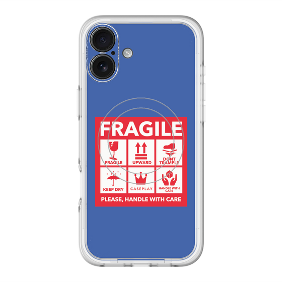 スリムプロテクションプレミアムケース with MagSafe［ FRAGILE Sticker - Blue ］