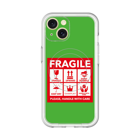 スリムプロテクションプレミアムケース with MagSafe［ FRAGILE Sticker - Green ］