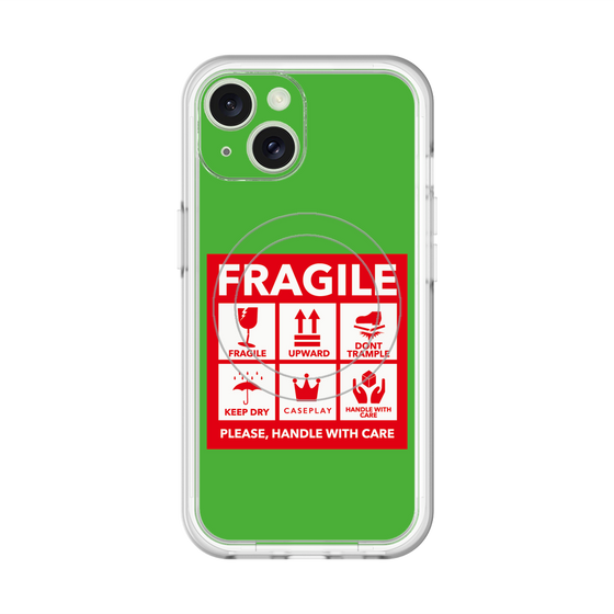 スリムプロテクションプレミアムケース with MagSafe［ FRAGILE Sticker - Green ］