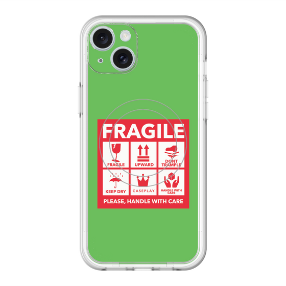 スリムプロテクションプレミアムケース with MagSafe［ FRAGILE Sticker - Green ］