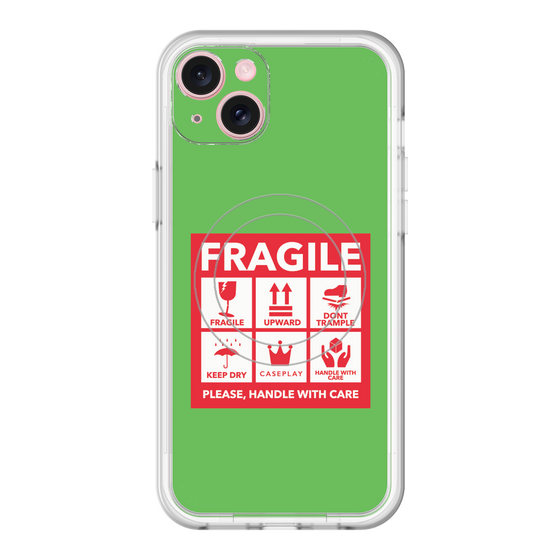 スリムプロテクションプレミアムケース with MagSafe［ FRAGILE Sticker - Green ］