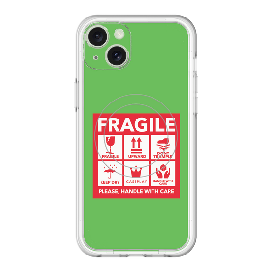 スリムプロテクションプレミアムケース with MagSafe［ FRAGILE Sticker - Green ］