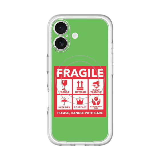 スリムプロテクションプレミアムケース with MagSafe［ FRAGILE Sticker - Green ］
