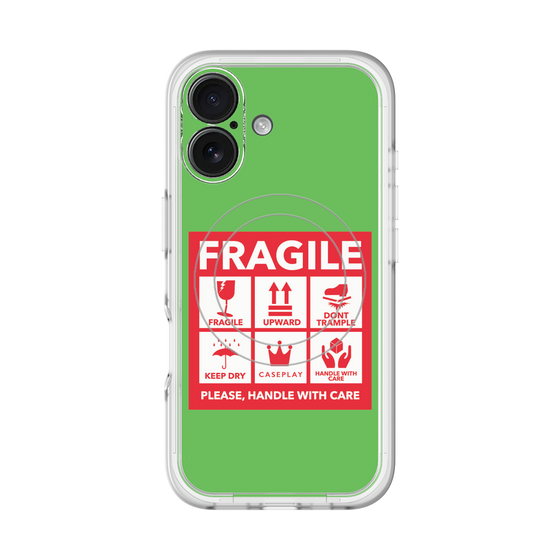 スリムプロテクションプレミアムケース with MagSafe［ FRAGILE Sticker - Green ］