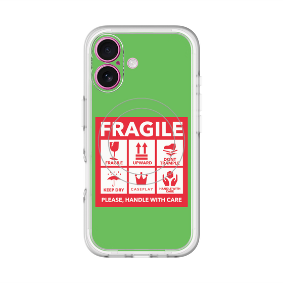 スリムプロテクションプレミアムケース with MagSafe［ FRAGILE Sticker - Green ］