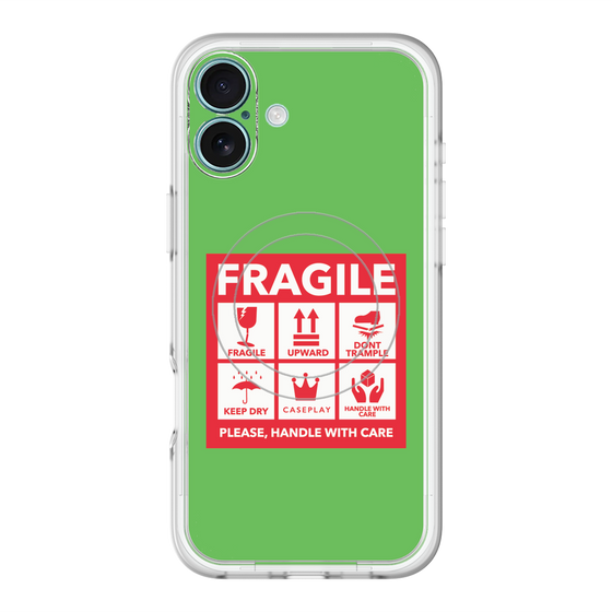 スリムプロテクションプレミアムケース with MagSafe［ FRAGILE Sticker - Green ］