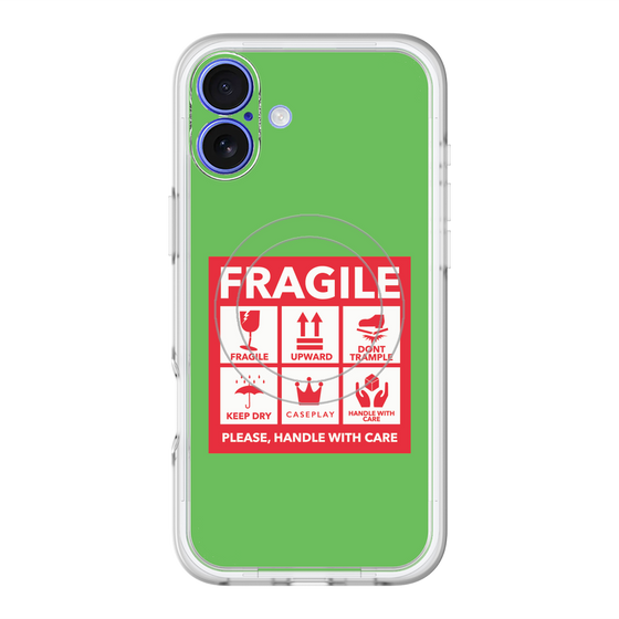 スリムプロテクションプレミアムケース with MagSafe［ FRAGILE Sticker - Green ］