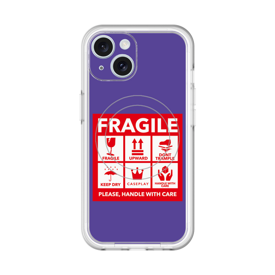 スリムプロテクションプレミアムケース with MagSafe［ FRAGILE Sticker - Purple ］