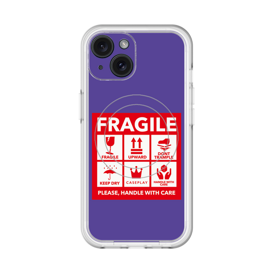 スリムプロテクションプレミアムケース with MagSafe［ FRAGILE Sticker - Purple ］