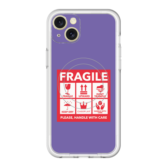 スリムプロテクションプレミアムケース with MagSafe［ FRAGILE Sticker - Purple ］