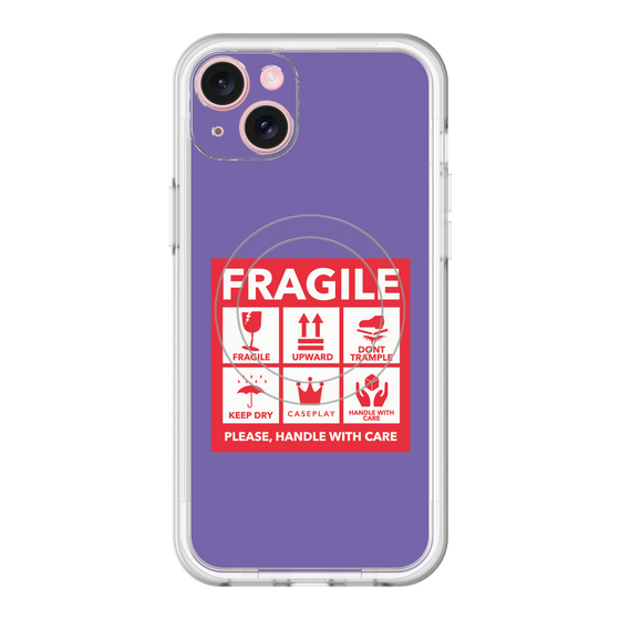 スリムプロテクションプレミアムケース with MagSafe［ FRAGILE Sticker - Purple ］