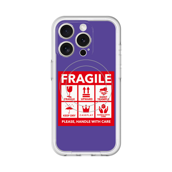 スリムプロテクションプレミアムケース with MagSafe［ FRAGILE Sticker - Purple ］