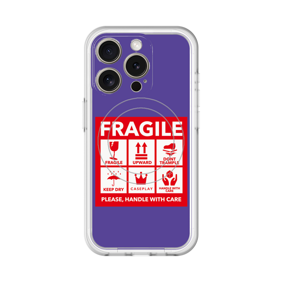 スリムプロテクションプレミアムケース with MagSafe［ FRAGILE Sticker - Purple ］