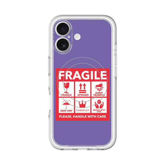 スリムプロテクションプレミアムケース with MagSafe［ FRAGILE Sticker - Purple ］