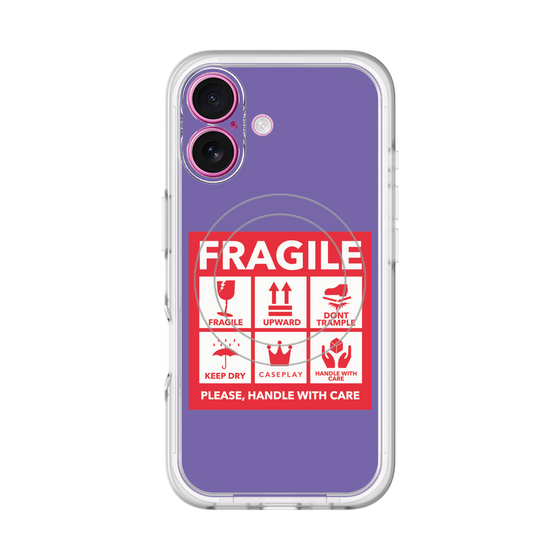 スリムプロテクションプレミアムケース with MagSafe［ FRAGILE Sticker - Purple ］