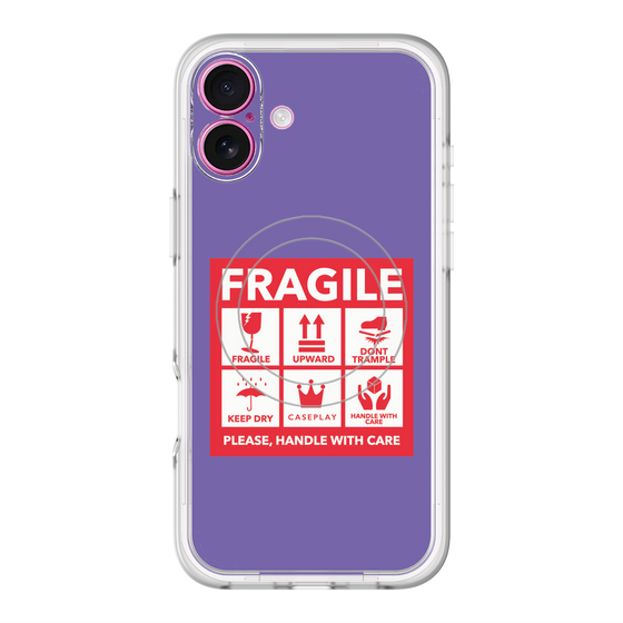 スリムプロテクションプレミアムケース with MagSafe［ FRAGILE Sticker - Purple ］
